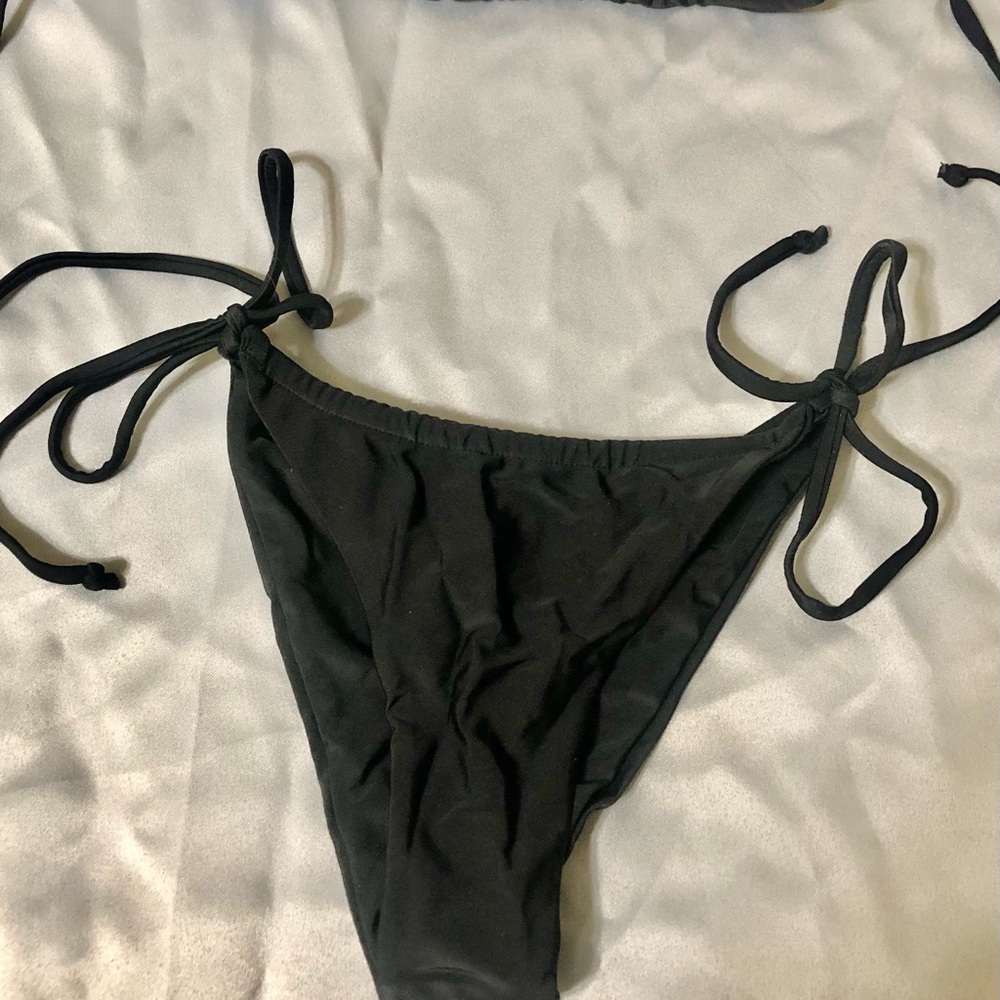 Super Slinky Black Small String Bikini Ruched - image 4